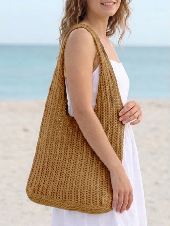 Solid Color Crochet Beach Tote Bag Solid Color Crochet Beach Tote Bag